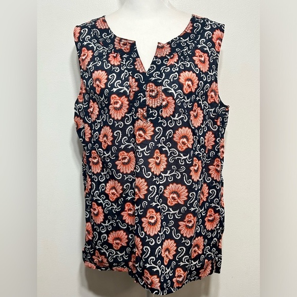 Talbots Floral Sleeveless Split Neck Blouse - Picture 1 of 7